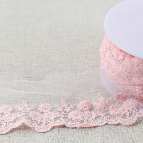 TULLE BRODE BOUQUET DE FLEURS MAT